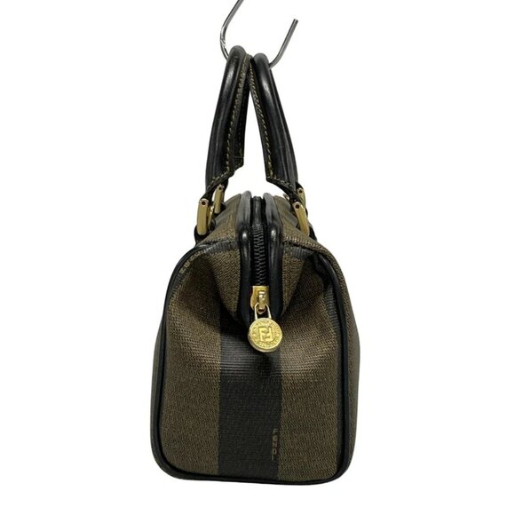 FENDI Pecan - Beige Dark Brown PVC Leather Handbag 336-072425 - Picture 3 of 10